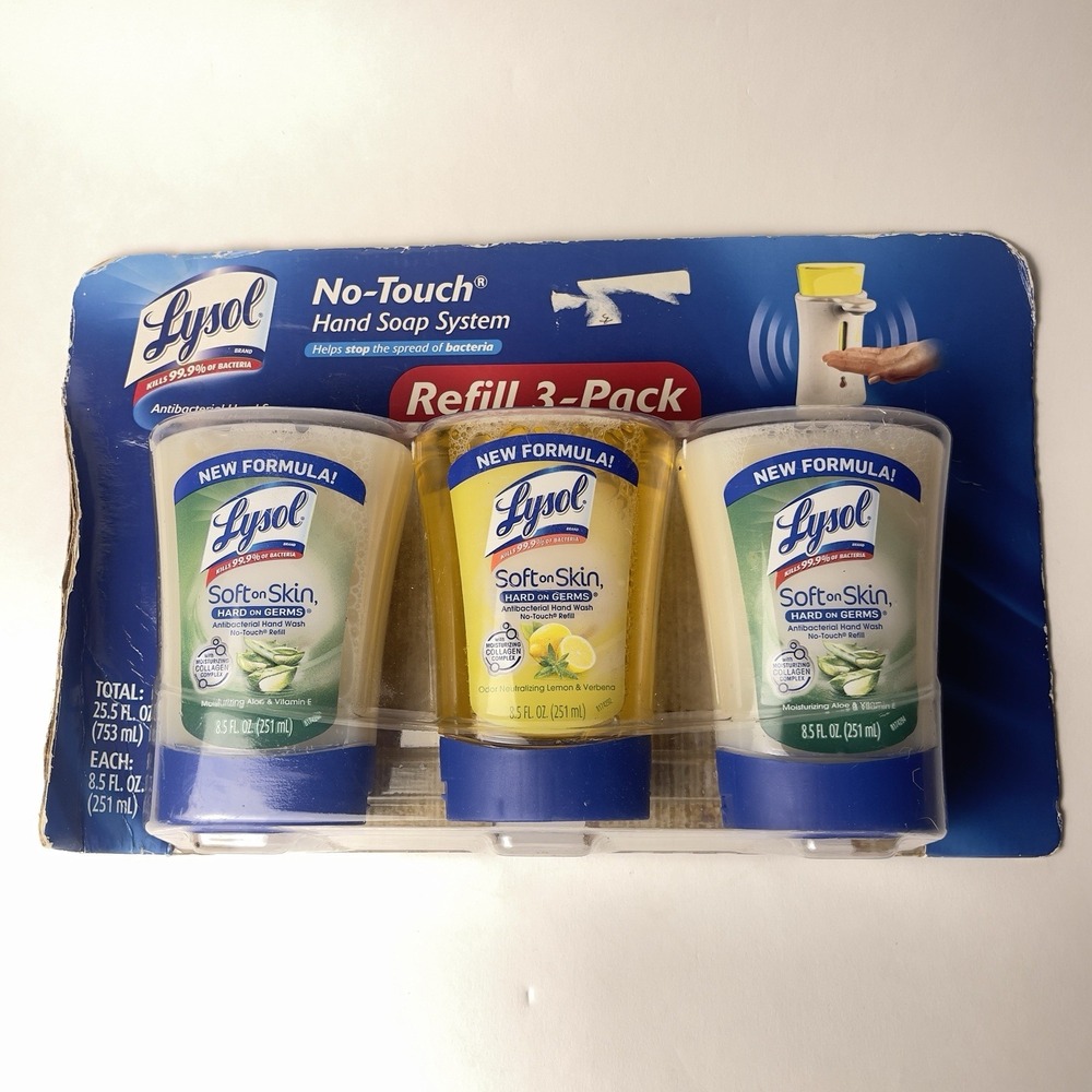 Lysol No-Touch Hand Soap Refill 3 Pack Aloe Vera Lemon New Discontinued Refills